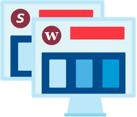 Illustration of Wordpress and Shopify websites